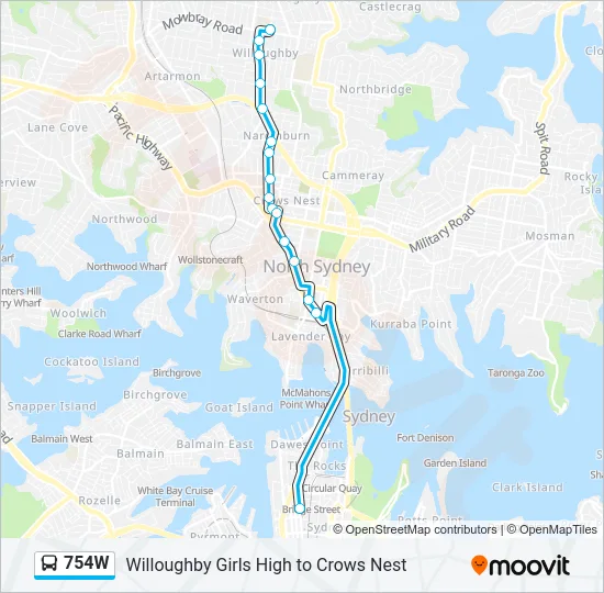 754W Bus Line Map
