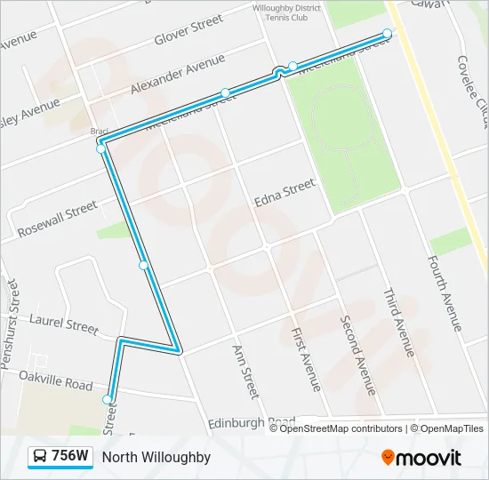 756W Bus Line Map