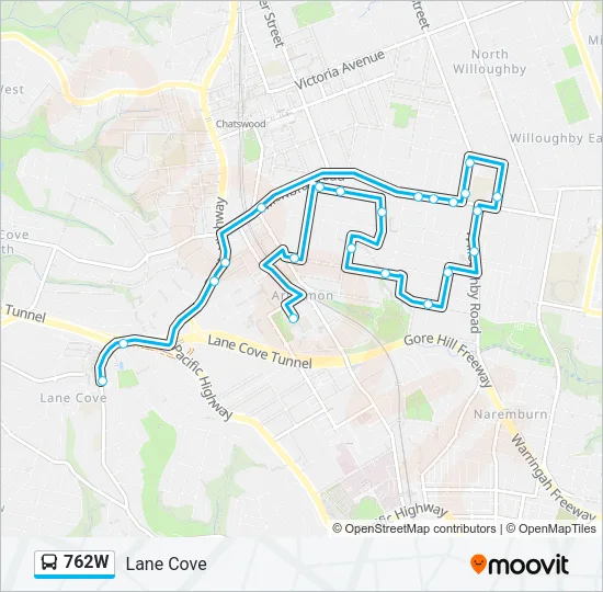 762W Bus Line Map