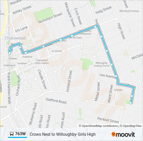 Mapa de 763W de autobús