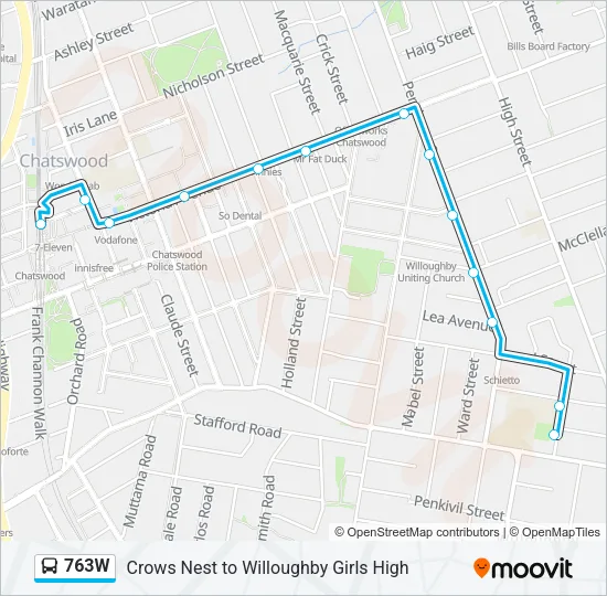 763W Bus Line Map