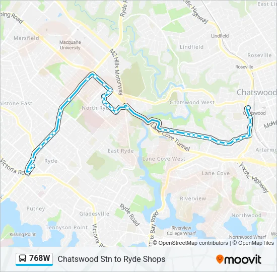 768W Bus Line Map