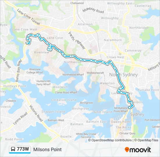 773W Bus Line Map