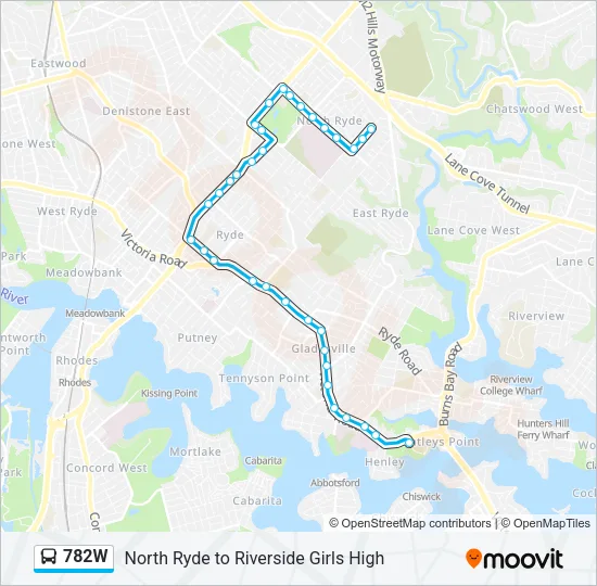 782W Bus Line Map