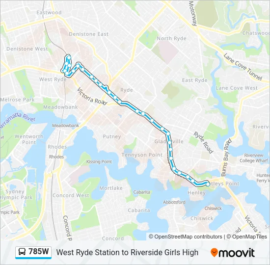 785W Bus Line Map