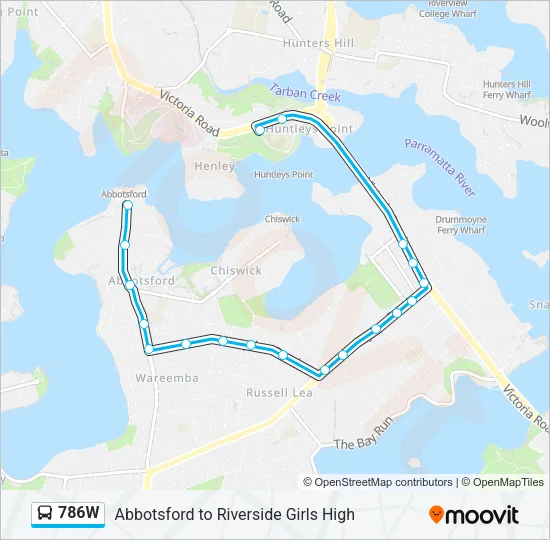 786W Bus Line Map