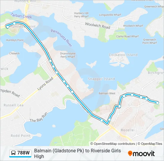 788W Bus Line Map