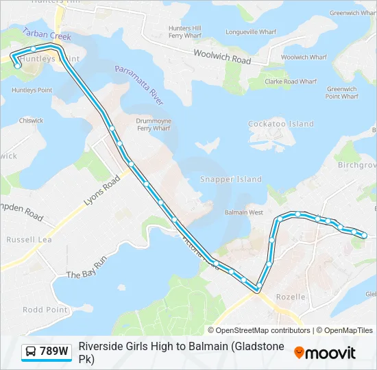 789W Bus Line Map
