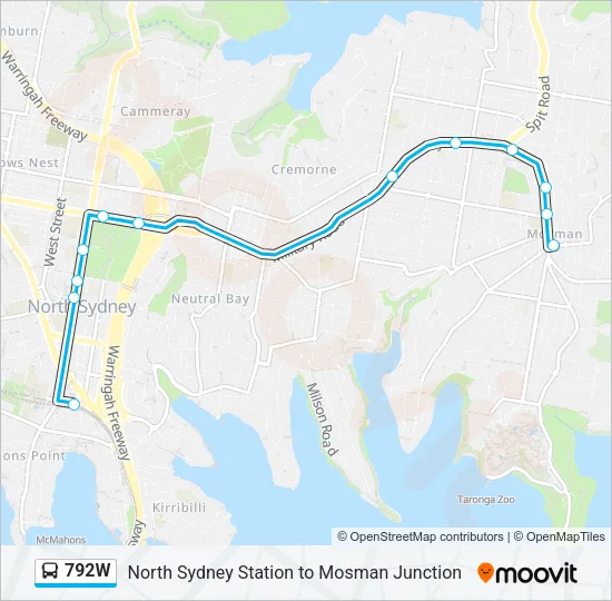 792W Bus Line Map
