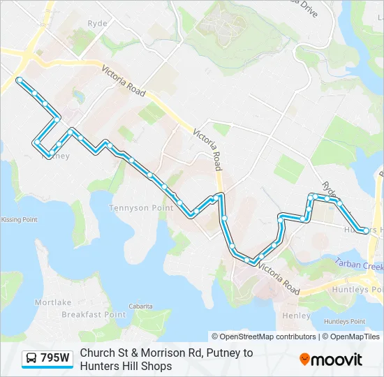 795W Bus Line Map
