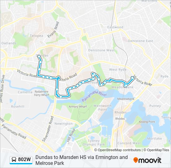 802W bus Line Map