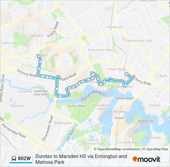 802W Bus Line Map