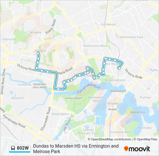 802W Bus Line Map