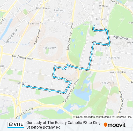 611E bus Line Map