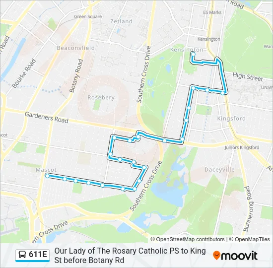 611E Bus Line Map