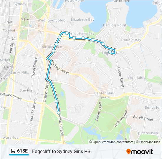 613E bus Line Map