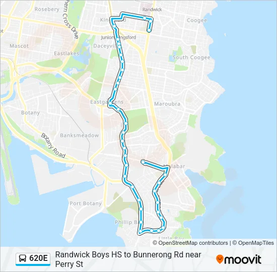 620E Bus Line Map