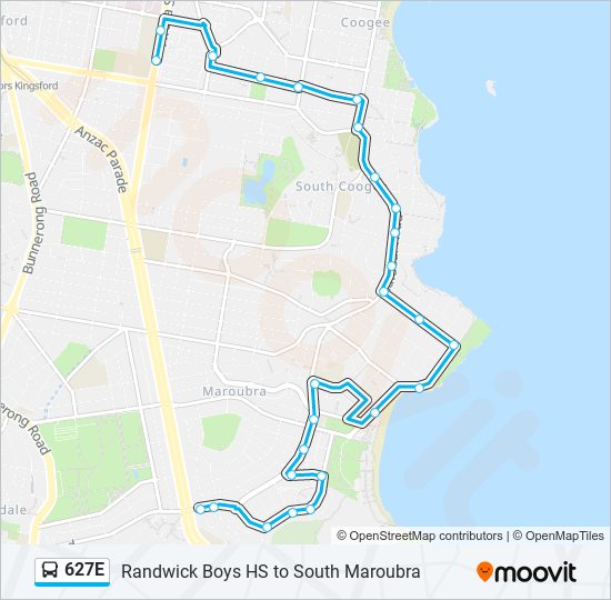 Mapa de 627E de autobús