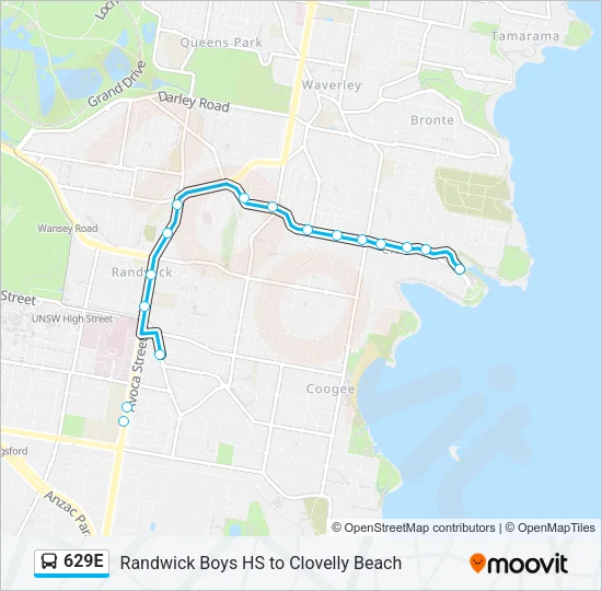 629E Bus Line Map