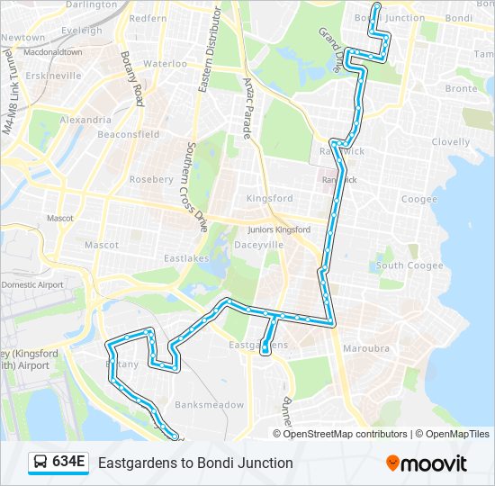 Mapa de 634E de autobús