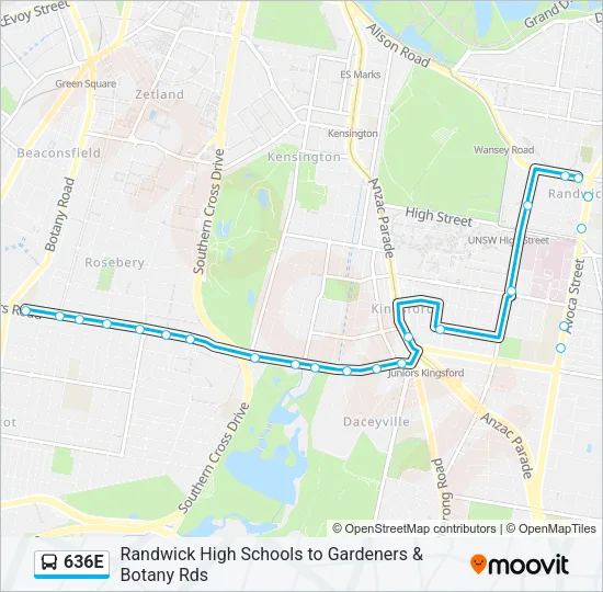636E Bus Line Map