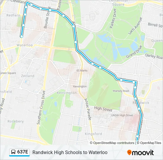 637E Bus Line Map