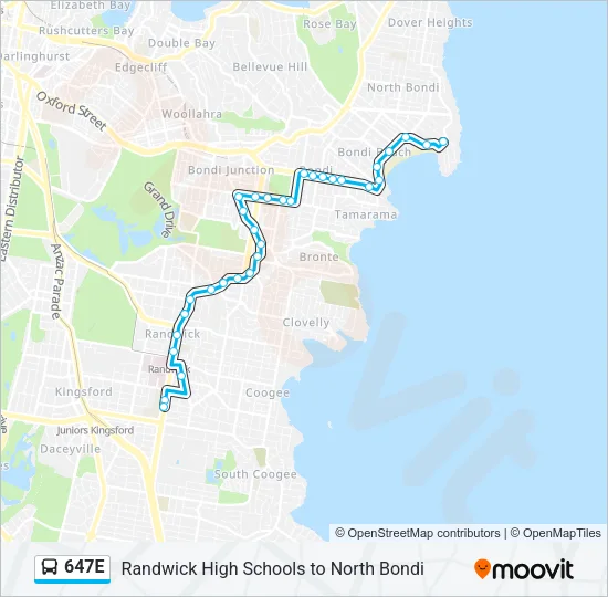 647E Bus Line Map