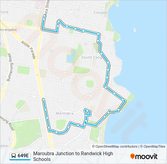 649E Bus Line Map