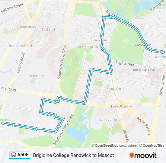 650E Bus Line Map