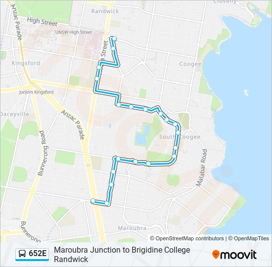 652E bus Line Map