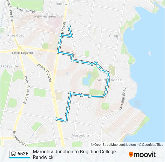 652E Bus Line Map