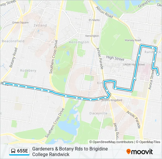655E Bus Line Map