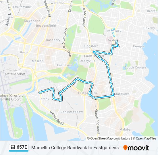 657E bus Line Map