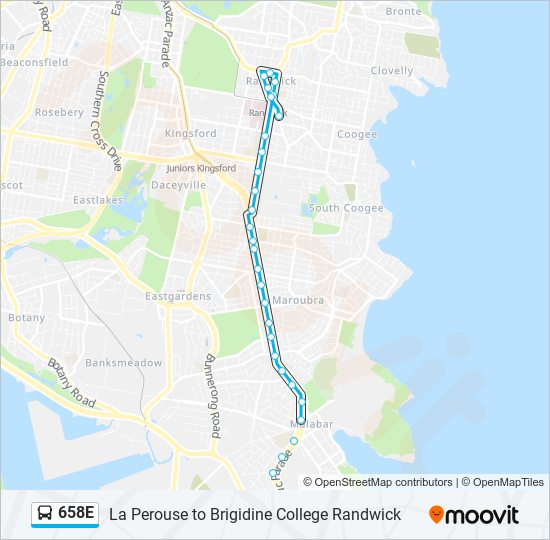 658E bus Line Map