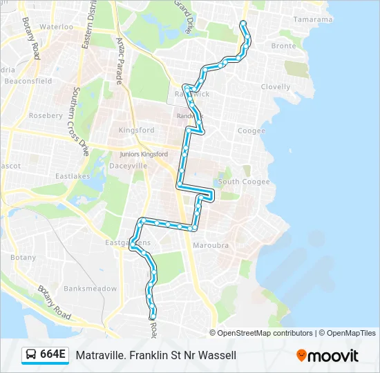 664E Bus Line Map