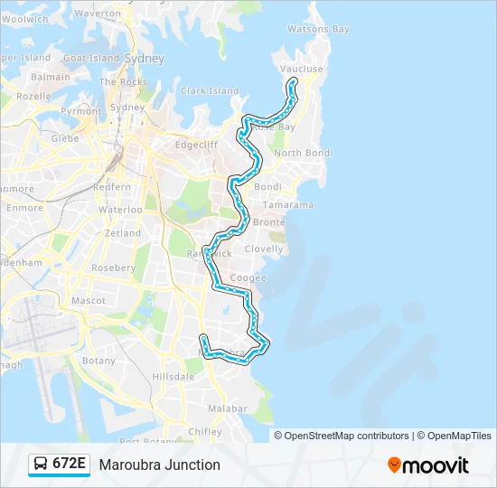 Mapa de 672E de autobús