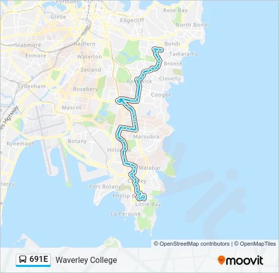 691E Bus Line Map