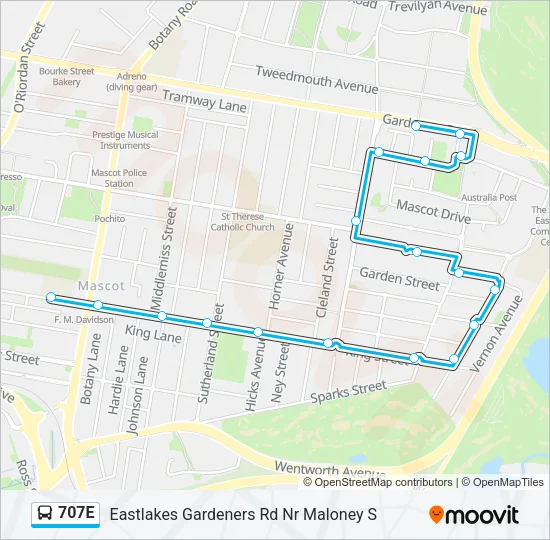 707E Bus Line Map