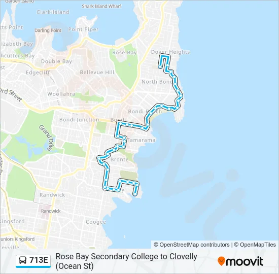 713E Bus Line Map