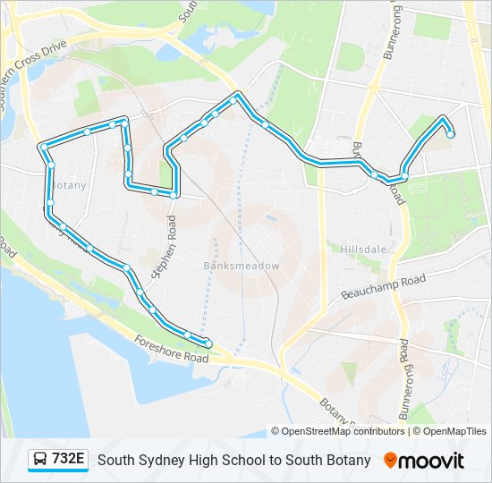 732E bus Line Map