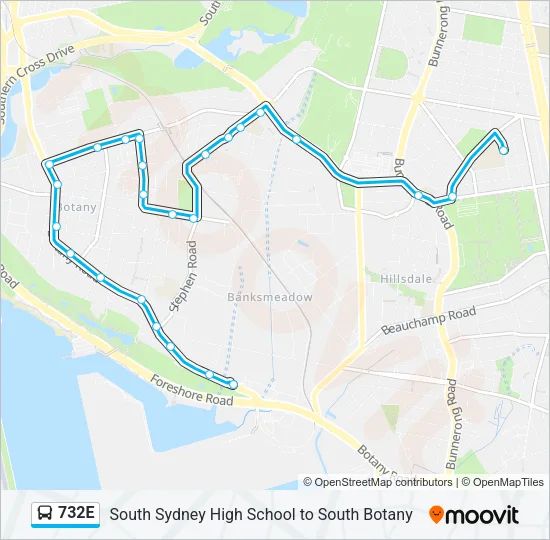 732E Bus Line Map