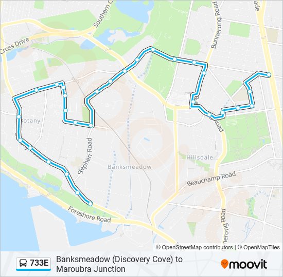 Mapa de 733E de autobús