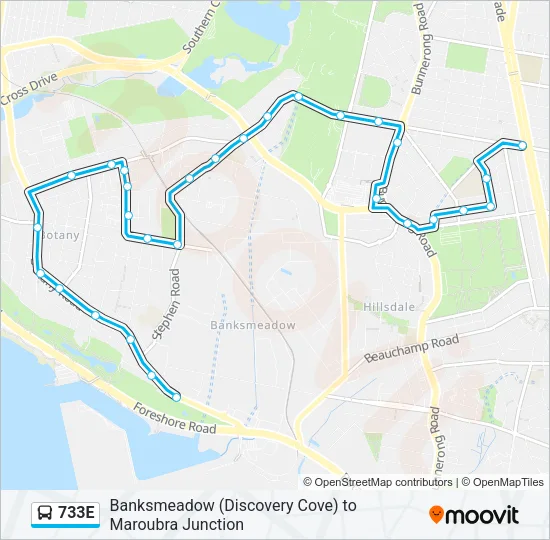 733E Bus Line Map