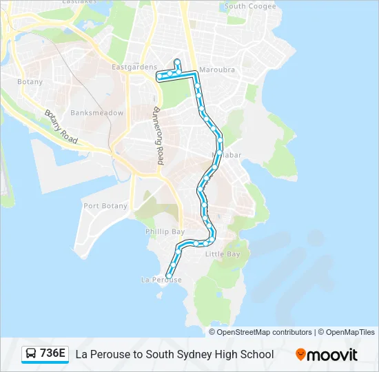 Mapa de 736E de autobús