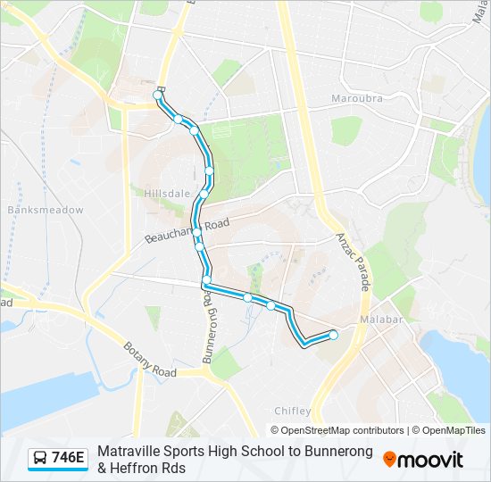 Mapa de 746E de autobús