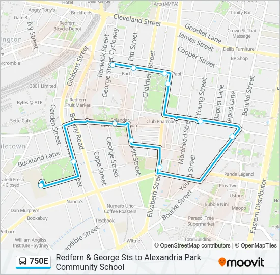 750E Bus Line Map