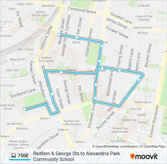 750E Bus Line Map