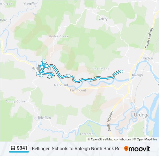 Mapa de S341 de autobús