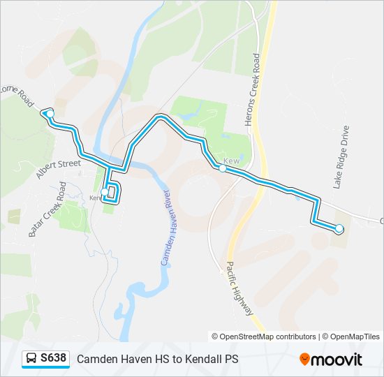 Mapa de S638 de autobús