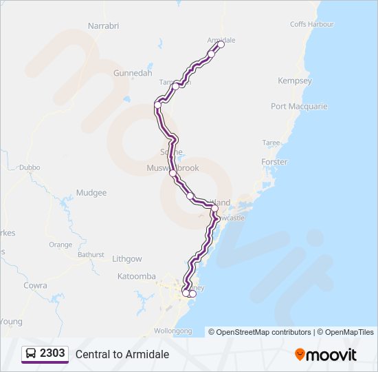 2303 Route: Schedules, Stops & Maps - Armidale via Strathfield (Updated)